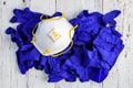 BELLEVUE, WA/USA Ã¢â¬â APRIL 30, 2020: PPE on a rustic white background, 3M N95 mask and blue nitrile gloves Royalty Free Stock Photo